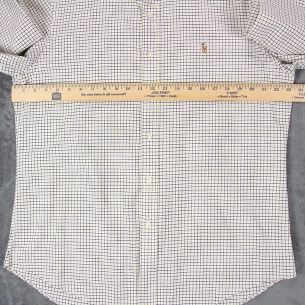 Polo Ralph Lauren Mens L Yellow Custom Fit Shirt‎ Plaid Polo Flesh Pony